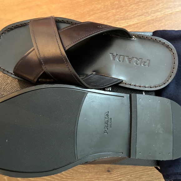 Men’s Prada leather slides.  New with tags, box and original packaging - Picture 7 of 9
